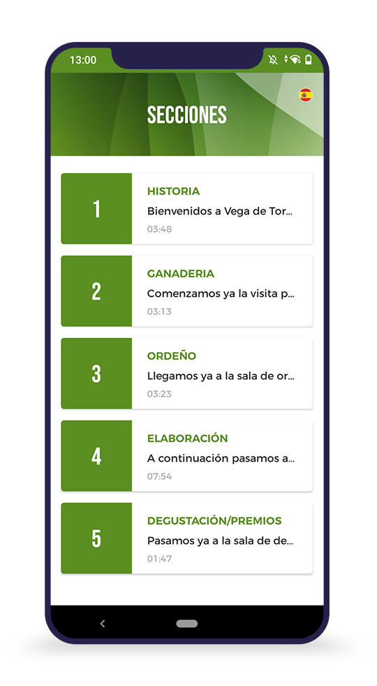 Pantalla 4 de la audioguía Quesería Vega de Tordín