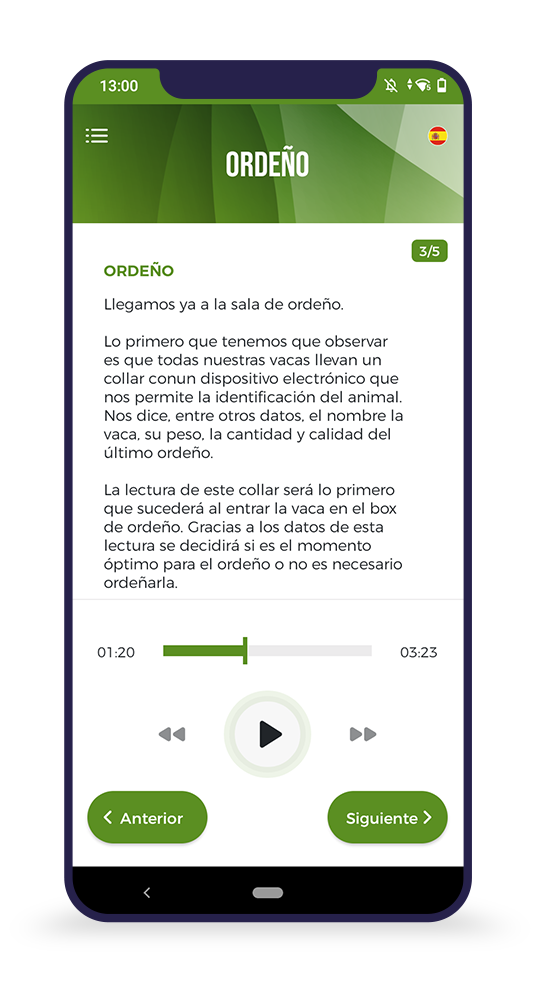 Pantalla 7 de la audioguía Quesería Vega de Tordín