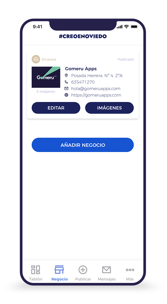 Pantalla 8 de #CreoEnOviedo App Negocios