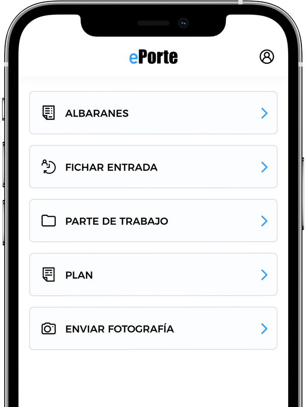 Registro de fichaje en la aplicación móvil ePorte