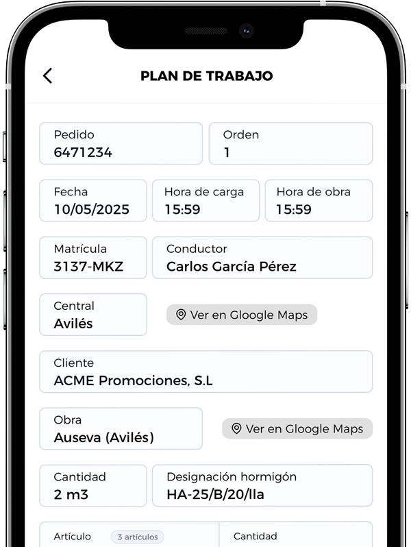 Planificación personalizada para conductor en ePorte