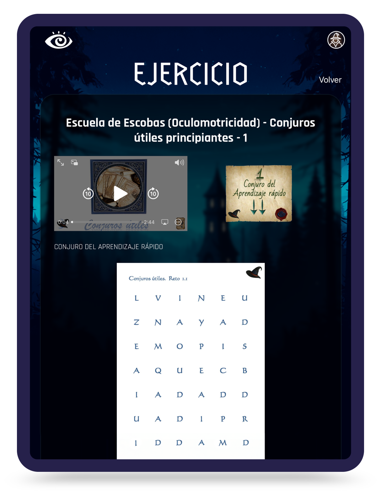Detalle de un ejercicio con vídeo y actividad interactiva en Escuelas Visualia