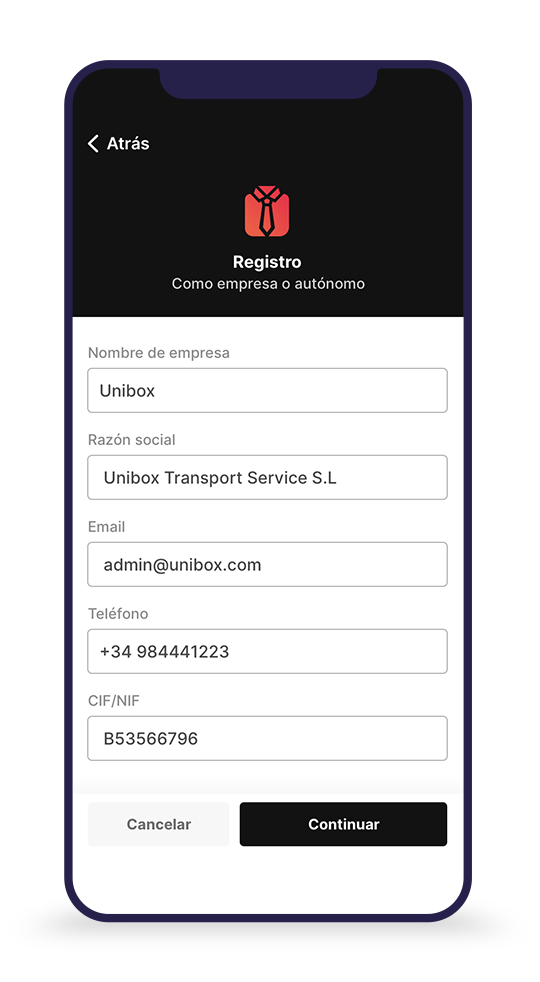 Pantalla 3 de la aplicación móvil Freightimize