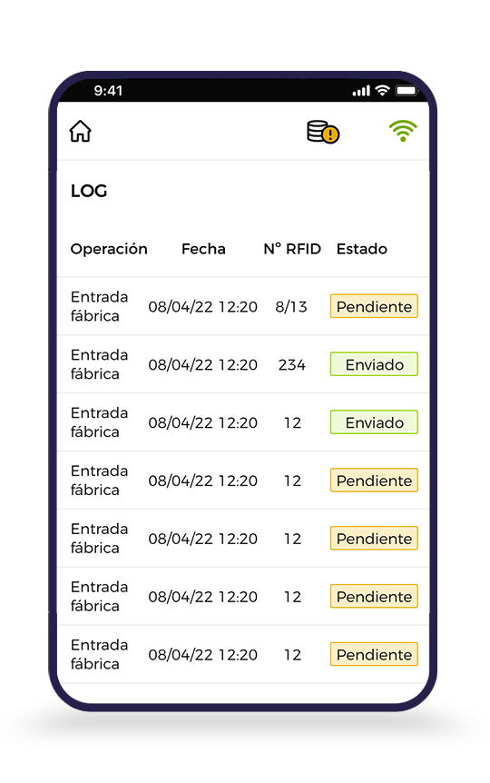Pantalla 7 de la aplicación de trazabilidad RFID de Iturcemi